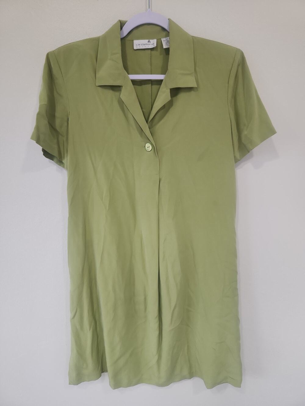 Liz Claiborne Silk Green Dress Womens Size 8 Summer Boho Vintage READ